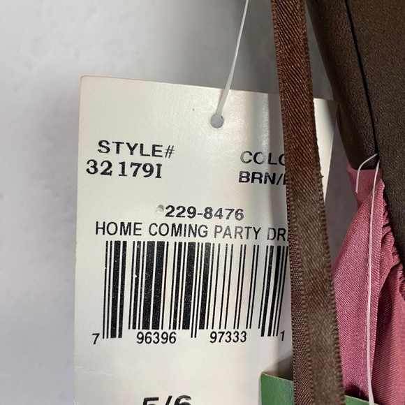 JUMP APPAREL STRAP Belt TIE/RHINESTONE Tulle homecoming DRESS 5/6 brown/pink - Picture 10 of 10